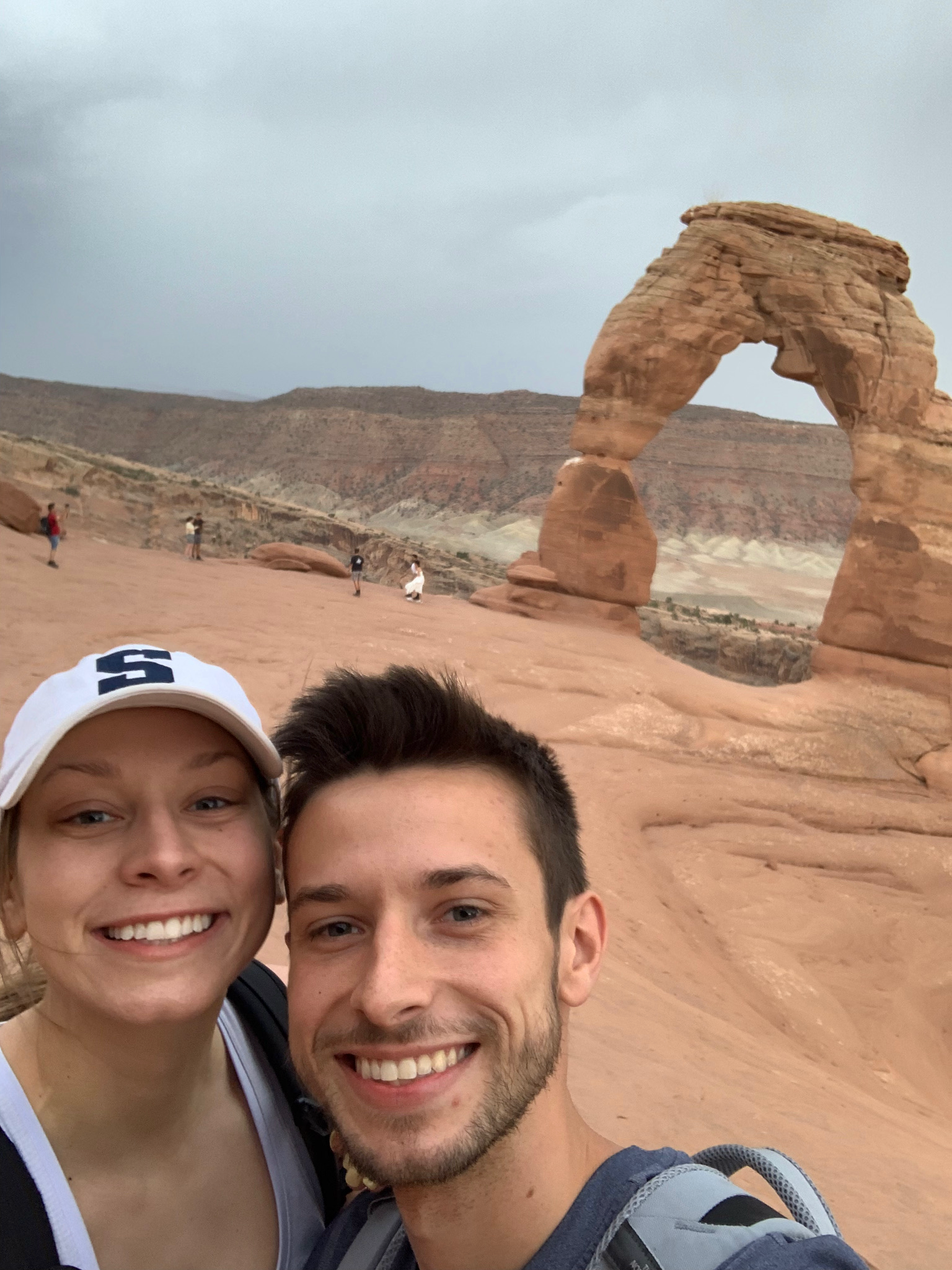 John and Christina take a selfie at the Delicate Arch